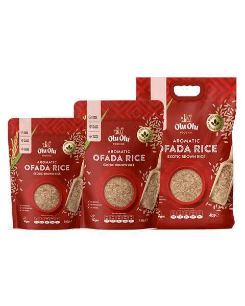 Aromatic Ofada Rice - exotic brown rice grouped different sizes